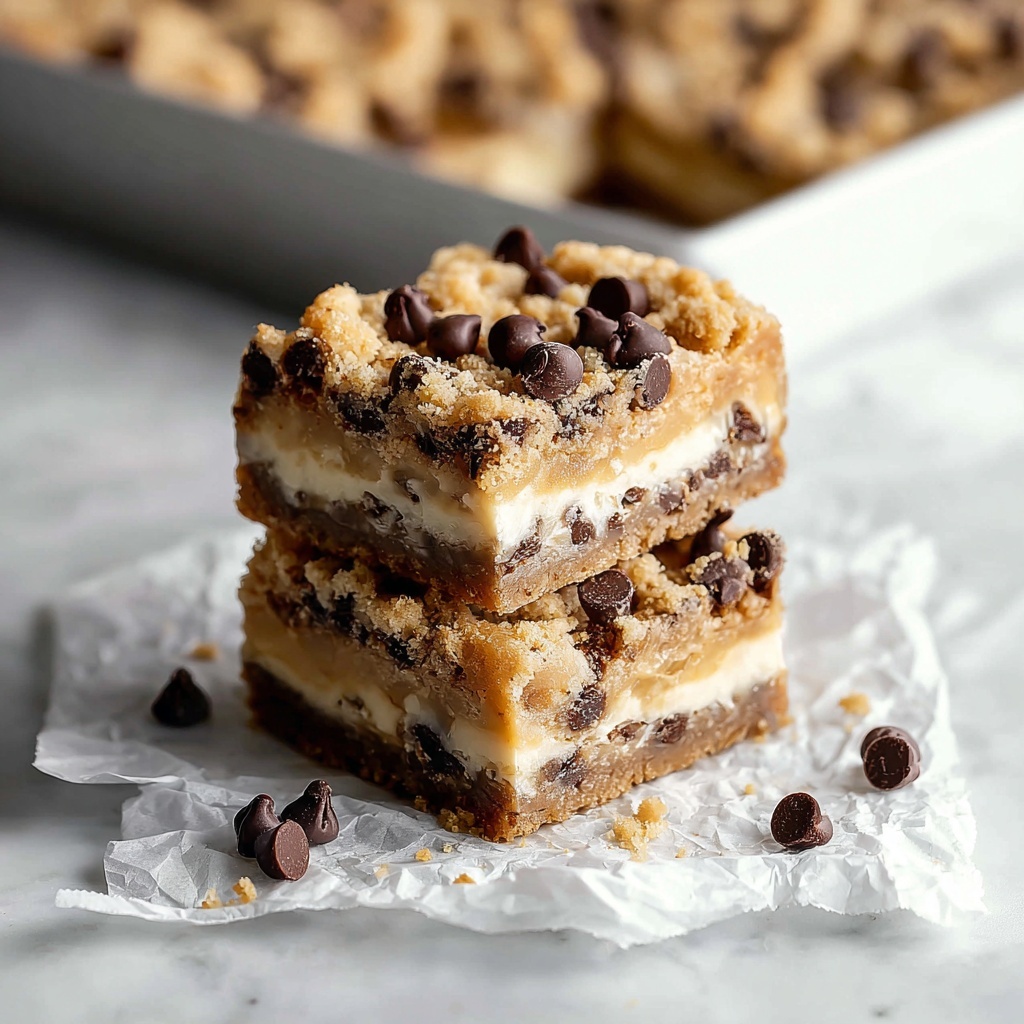 Peanut Butter Chocolate Chip Cookie Cheesecake Bars Recipe - Recipe Image