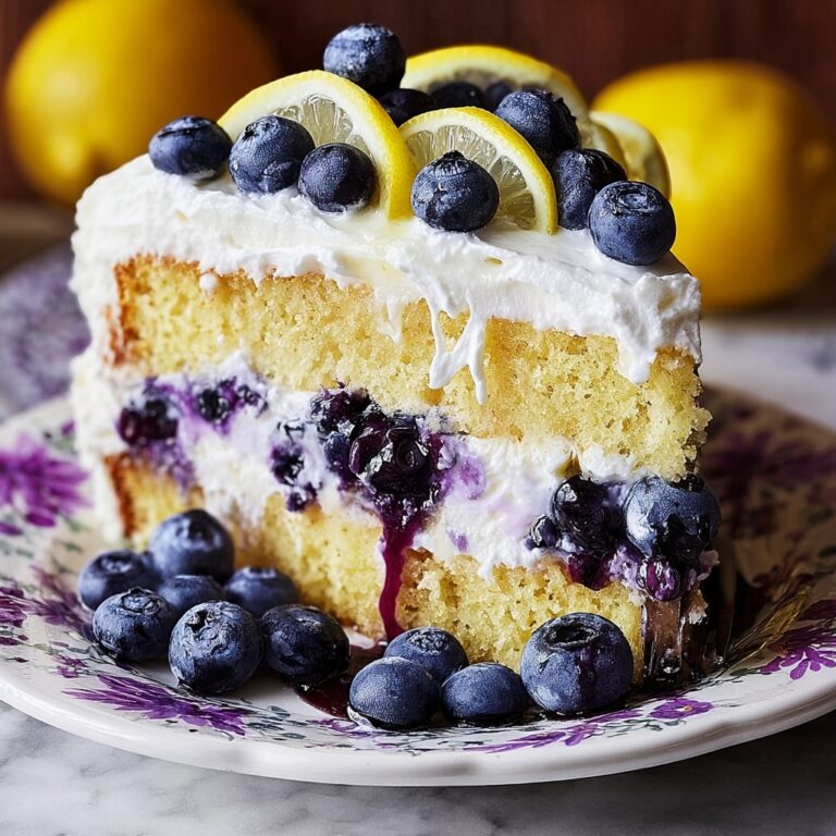 No-Bake Lemon Blueberry Cream Cake Recipe
