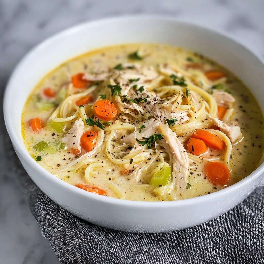 Creamy Lemon Chicken Noodle Soup Recipe - Recipe Image