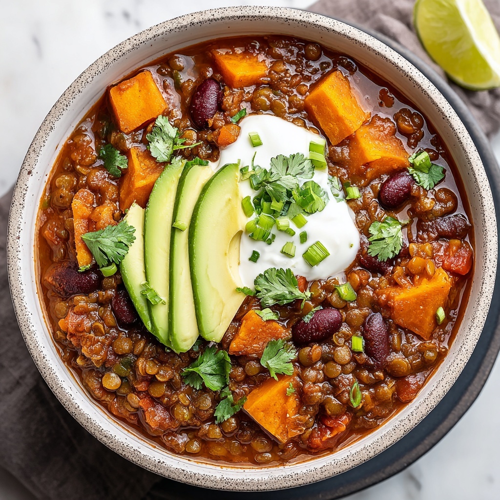 Vegan Sweet Potato Lentil Chili Recipe - Recipe Image