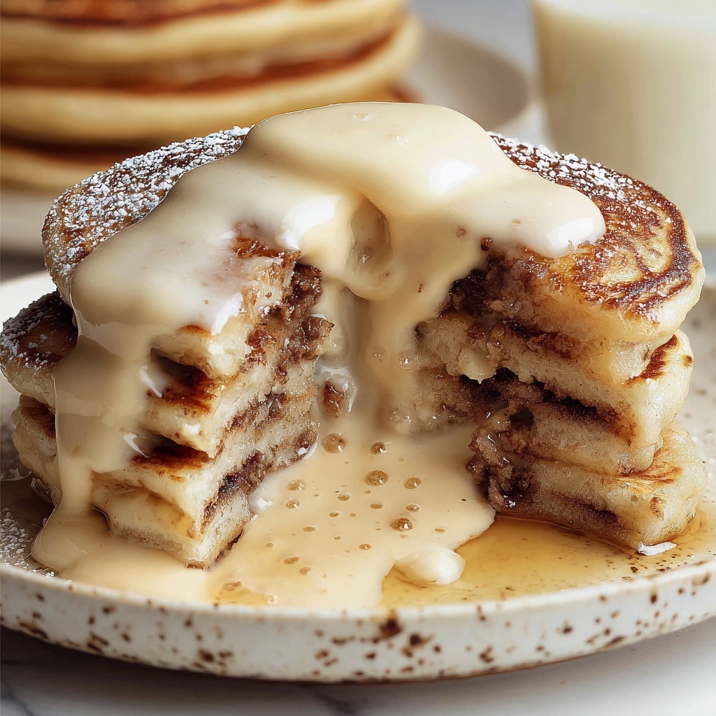 Cinnamon Roll Stuffed Pancakes Recipe - Recipe Image