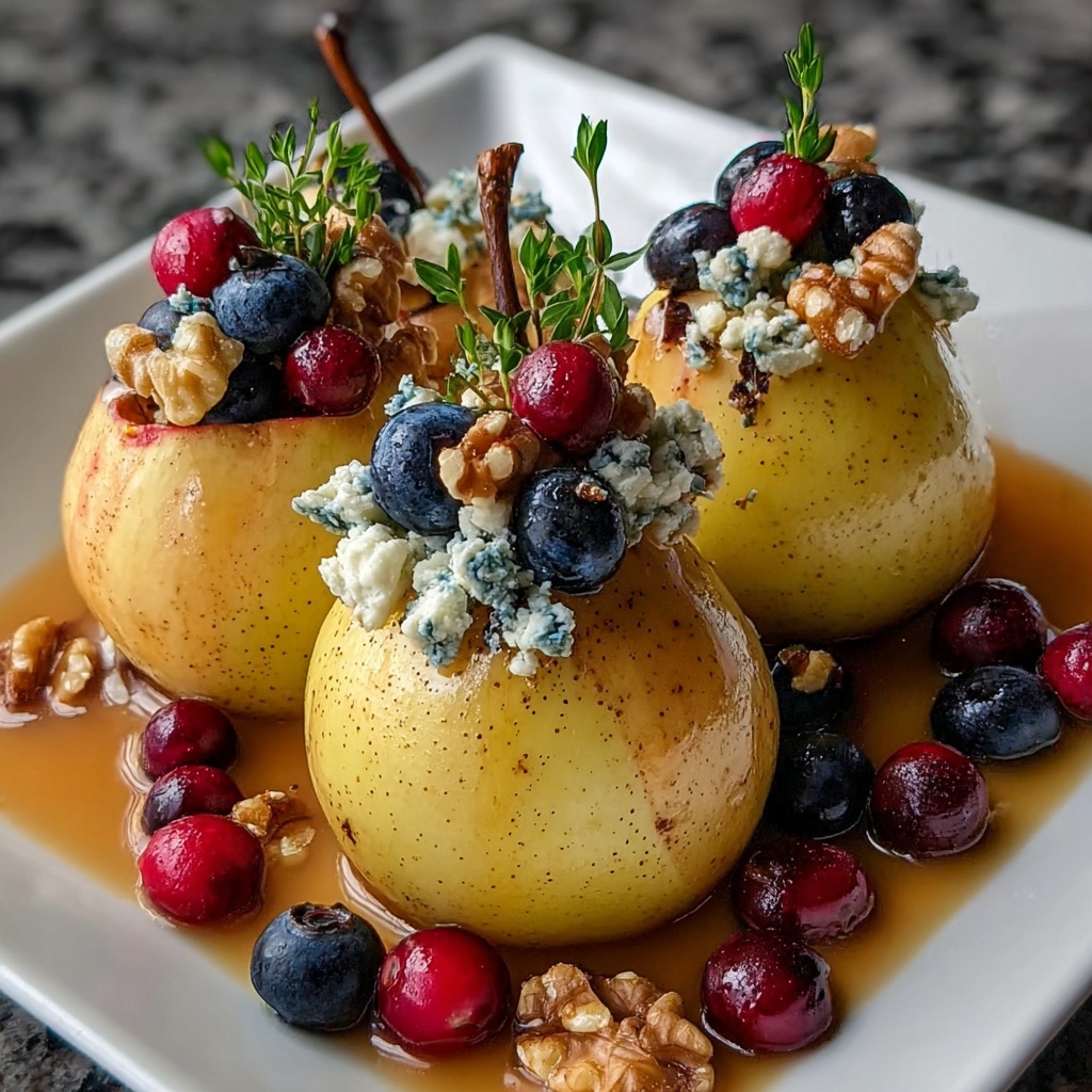 Baked Pears with Berries, Blue Cheese, and Walnuts Recipe - Recipe Image