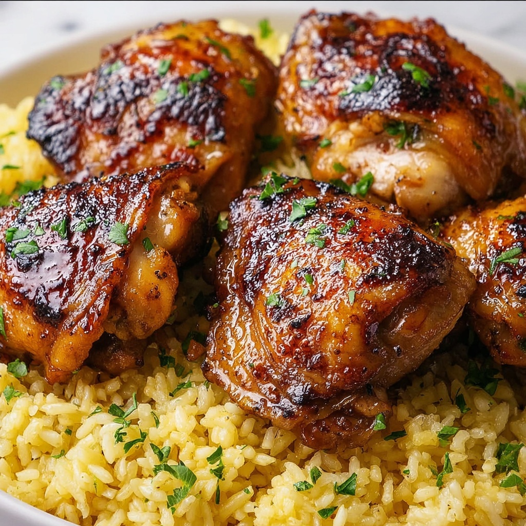 Savory Chicken Thighs and Rice: One-Pan Dinner Delight Recipe - Recipe Image