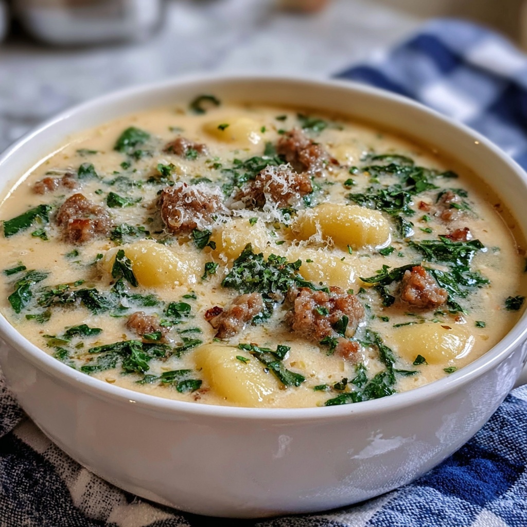 Creamy Parmesan Italian Sausage Ditalini Soup Recipe - Recipe Image