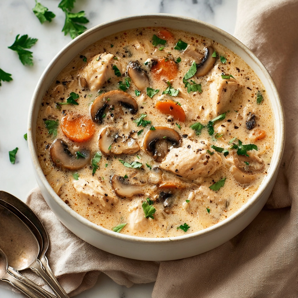 Easy Slow Cooker Chicken and Mushroom Soup Recipe - Recipe Image
