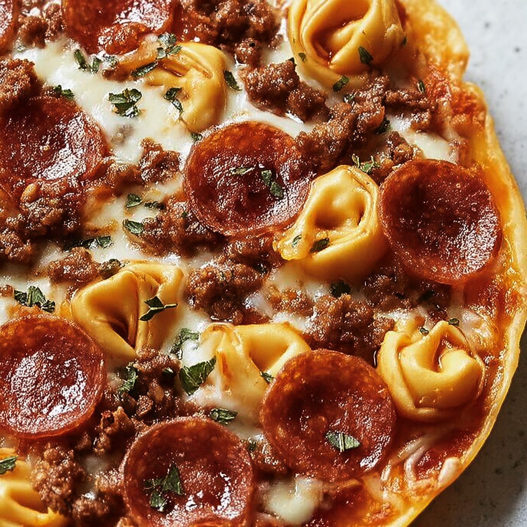 Meat Lovers Pizza Tortellini Bake Recipe - Recipe Image