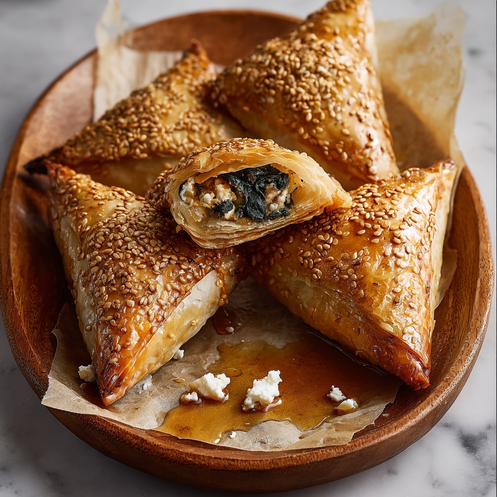 Modern Spinach and Feta Börek Rolls with Honey Drizzle Recipe - Recipe Image