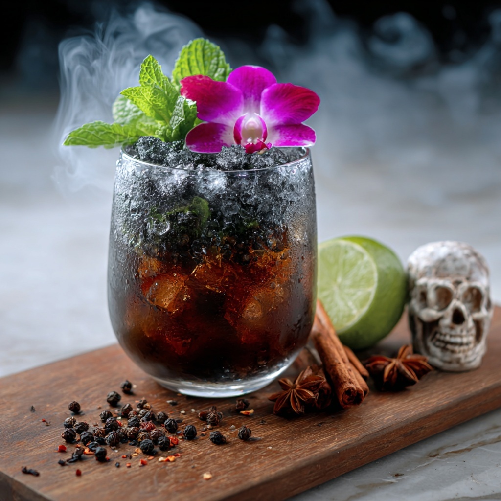 Thai Coconut Charcoal Iced Drink Recipe - Recipe Image