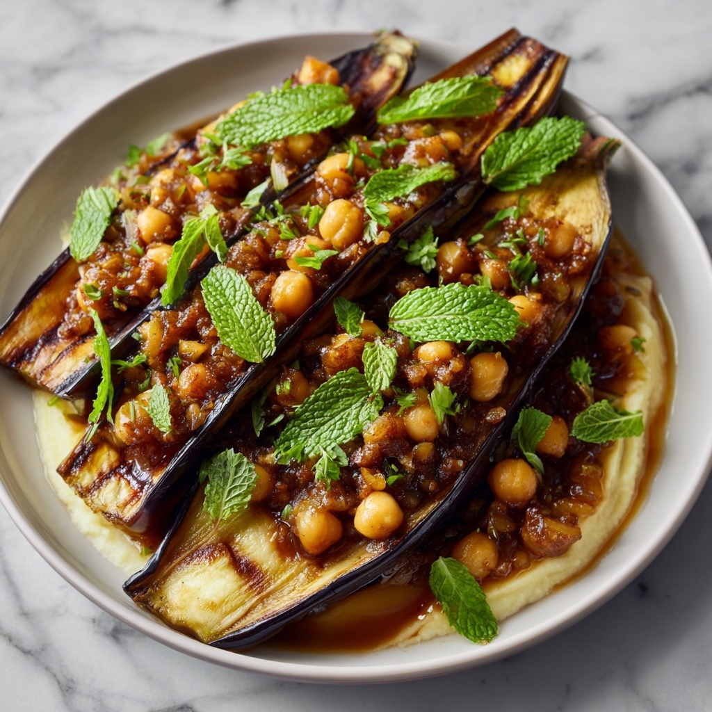 Roasted Eggplant Purée with Crispy Chickpeas Recipe - Recipe Image
