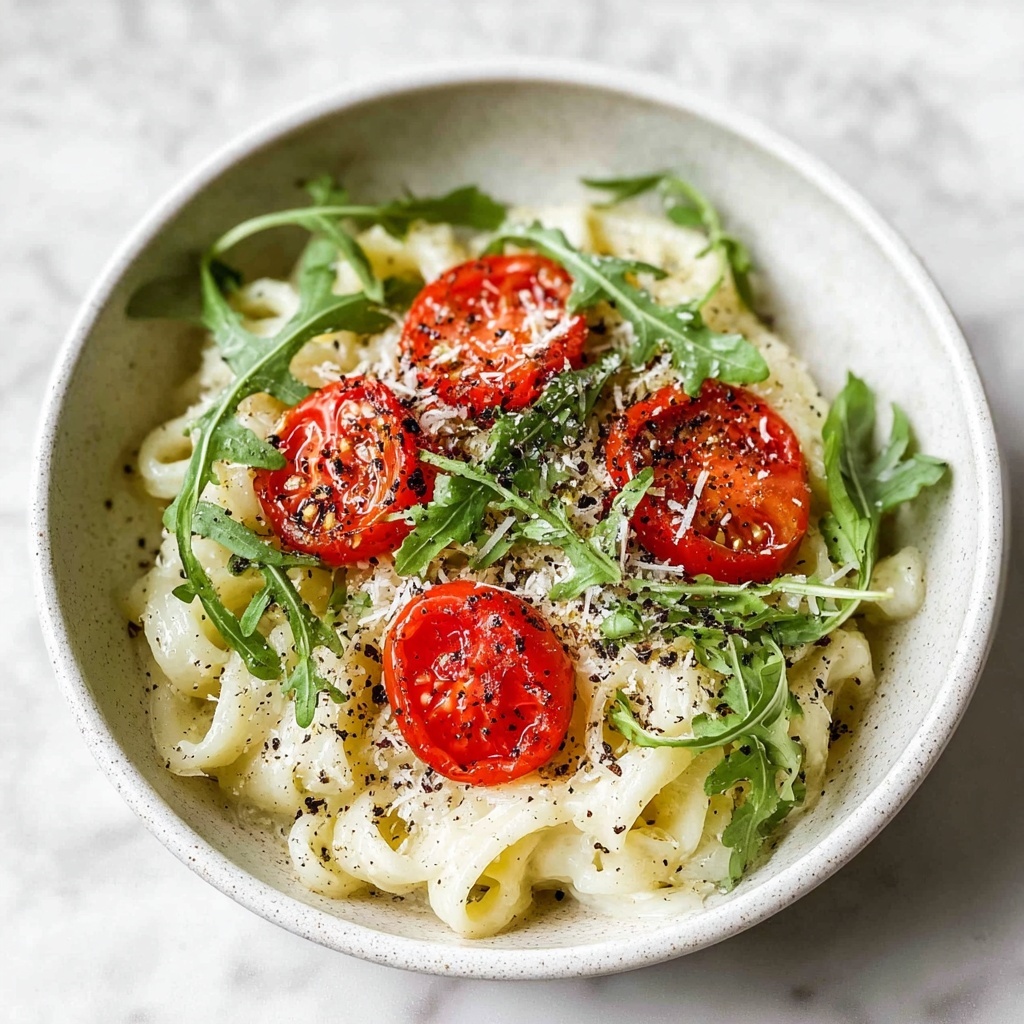 Creamy Avocado Pasta with Cherry Tomatoes and Arugula Recipe - Recipe Image
