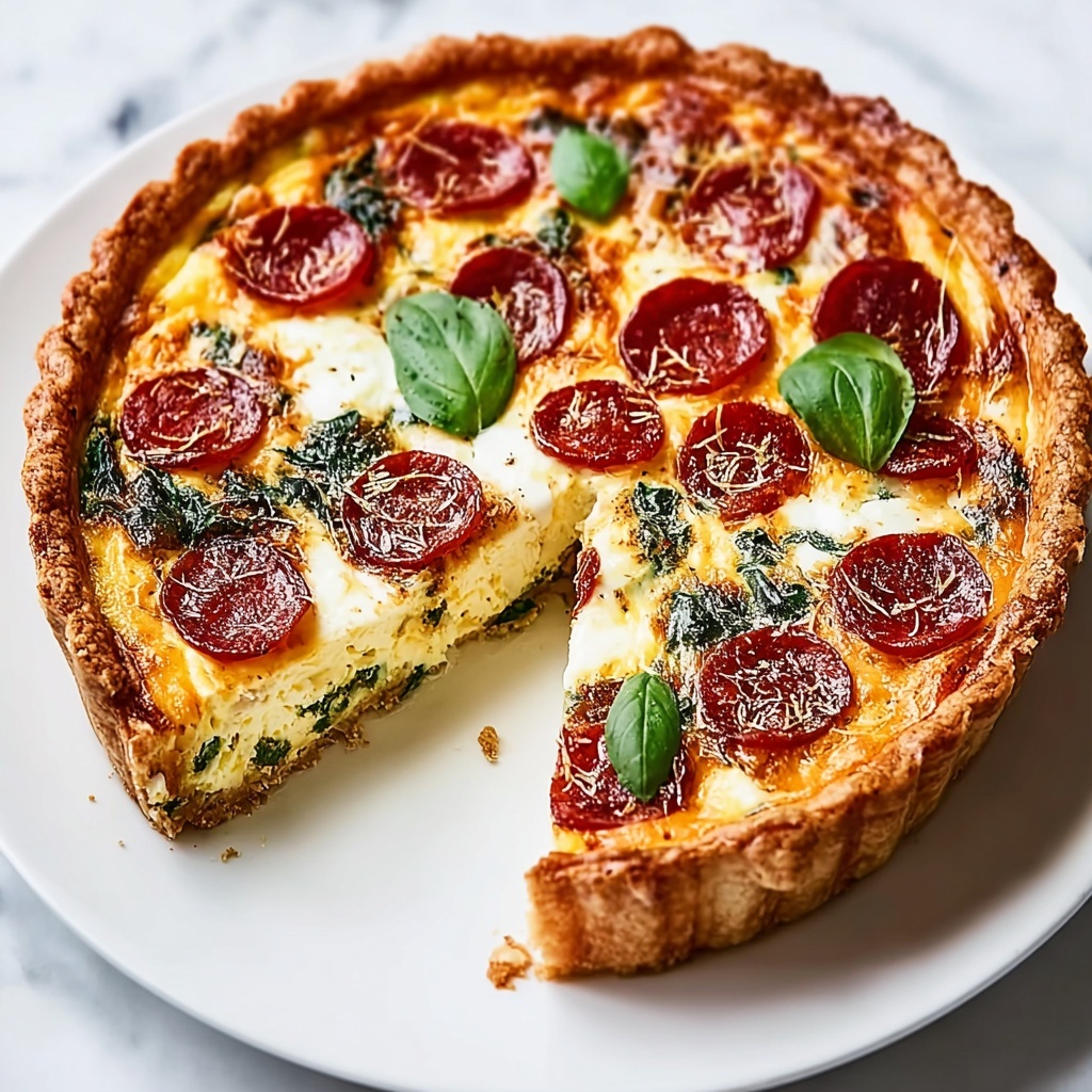 Pepperoni Pizza Quiche Recipe - Recipe Image