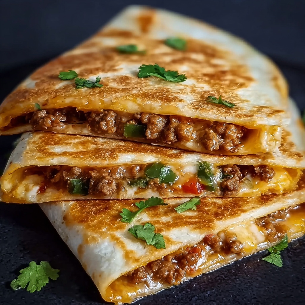 Cheesy Ground Beef Quesadillas Recipe - Recipe Image