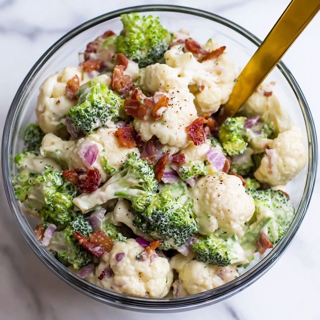 Broccoli Cauliflower Salad with Bacon and Lemon Thyme Dressing Recipe - Recipe Image