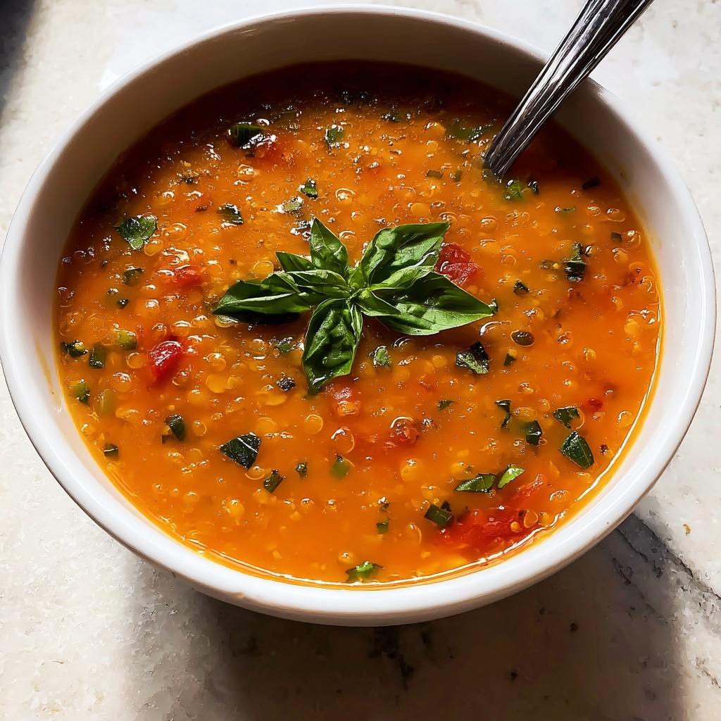 Tomato Basil Lentil Soup Recipe - Recipe Image