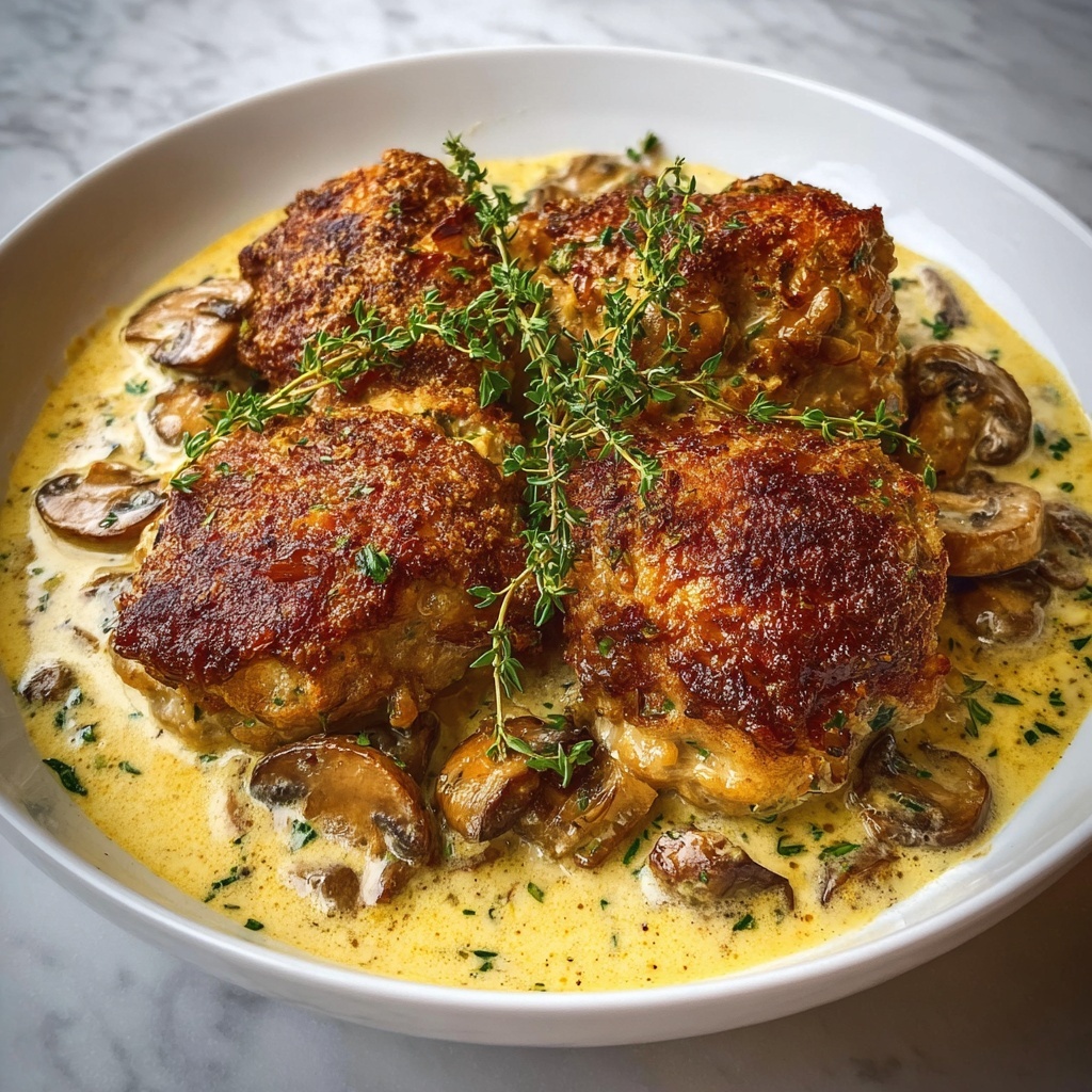 Bobby Flay Chicken Thighs with Creamy Garlic Sauce Recipe - Recipe Image