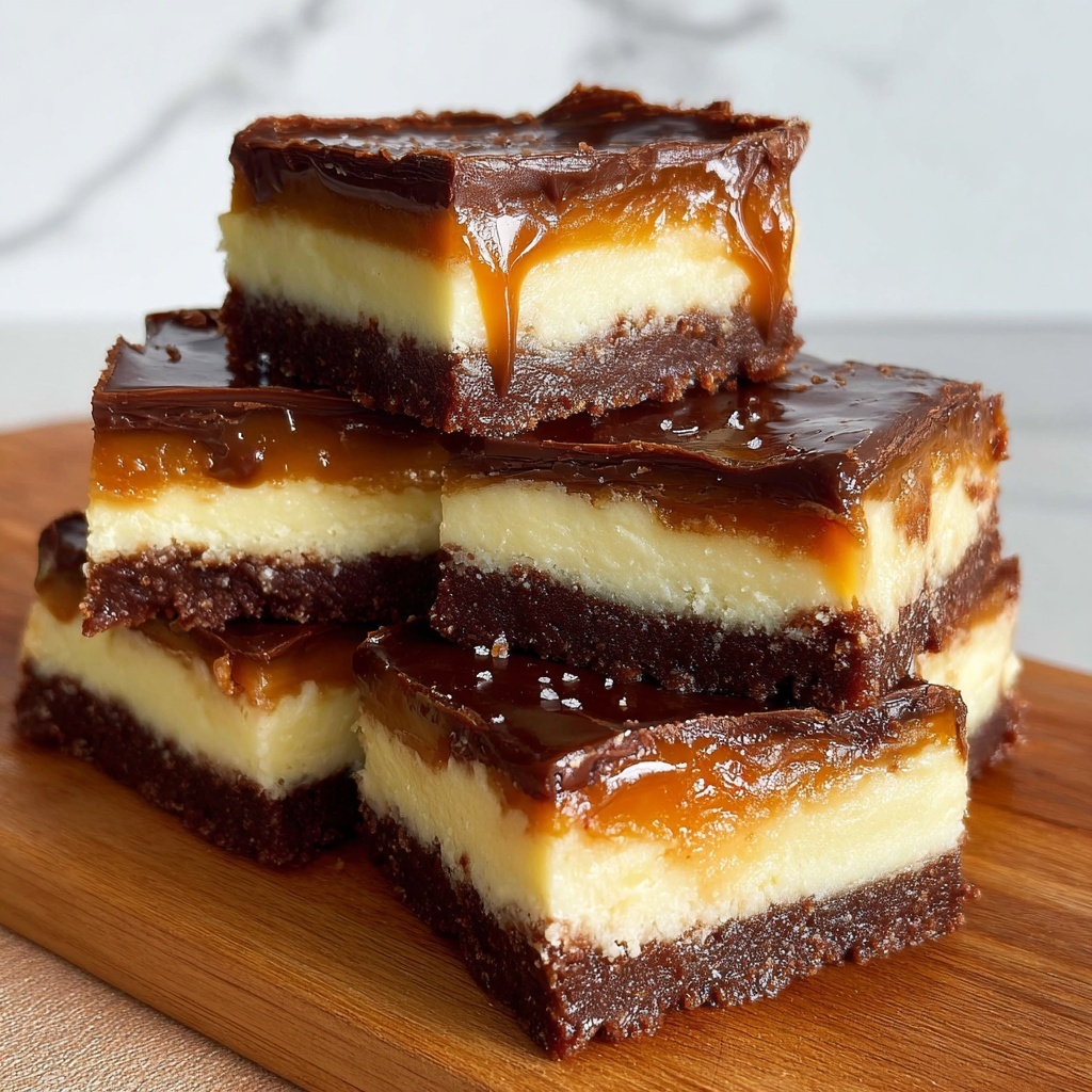 Dulce de Leche Chocolate Cheesecake Bars Recipe - Recipe Image