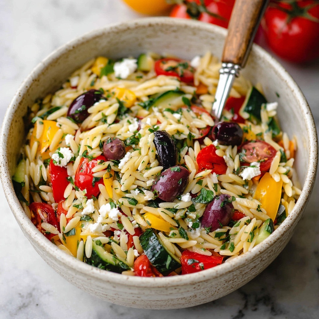 Orzo Pasta Salad with Cherry Tomatoes, Feta, and Basil Recipe - Recipe Image
