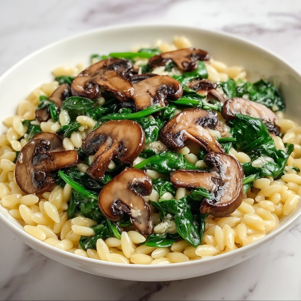 Creamy Mushroom and Spinach Orzo Recipe - Recipe Image