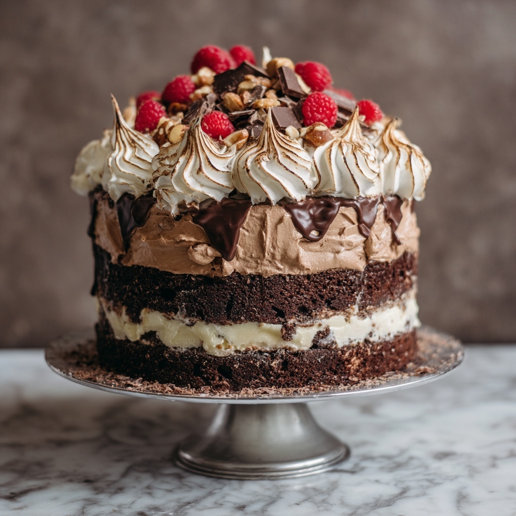 Hazelnut Meringue Nutella Cake: A Heavenly Layered Delight Recipe - Recipe Image