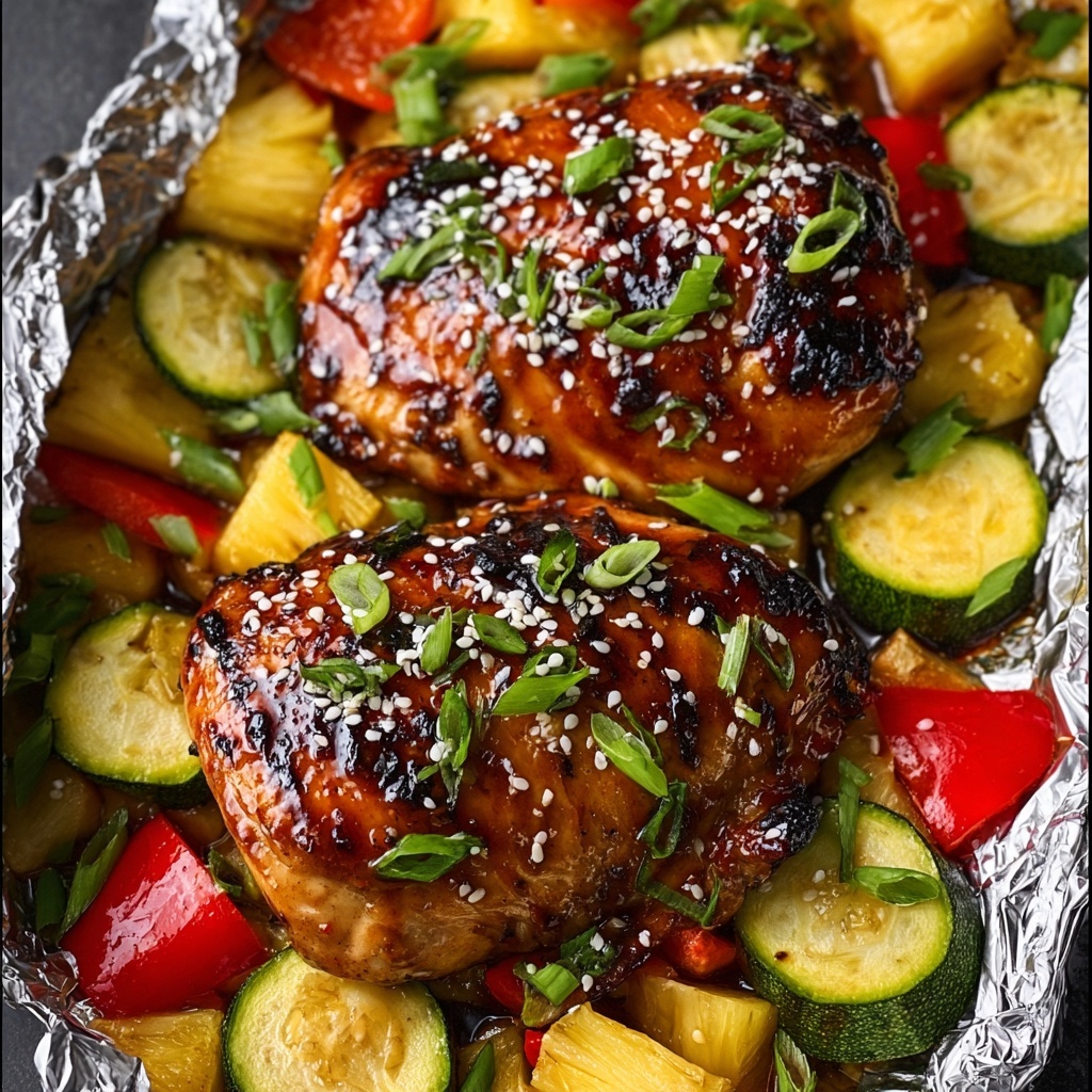 Teriyaki Chicken and Pineapple Foil Packets Recipe - Recipe Image