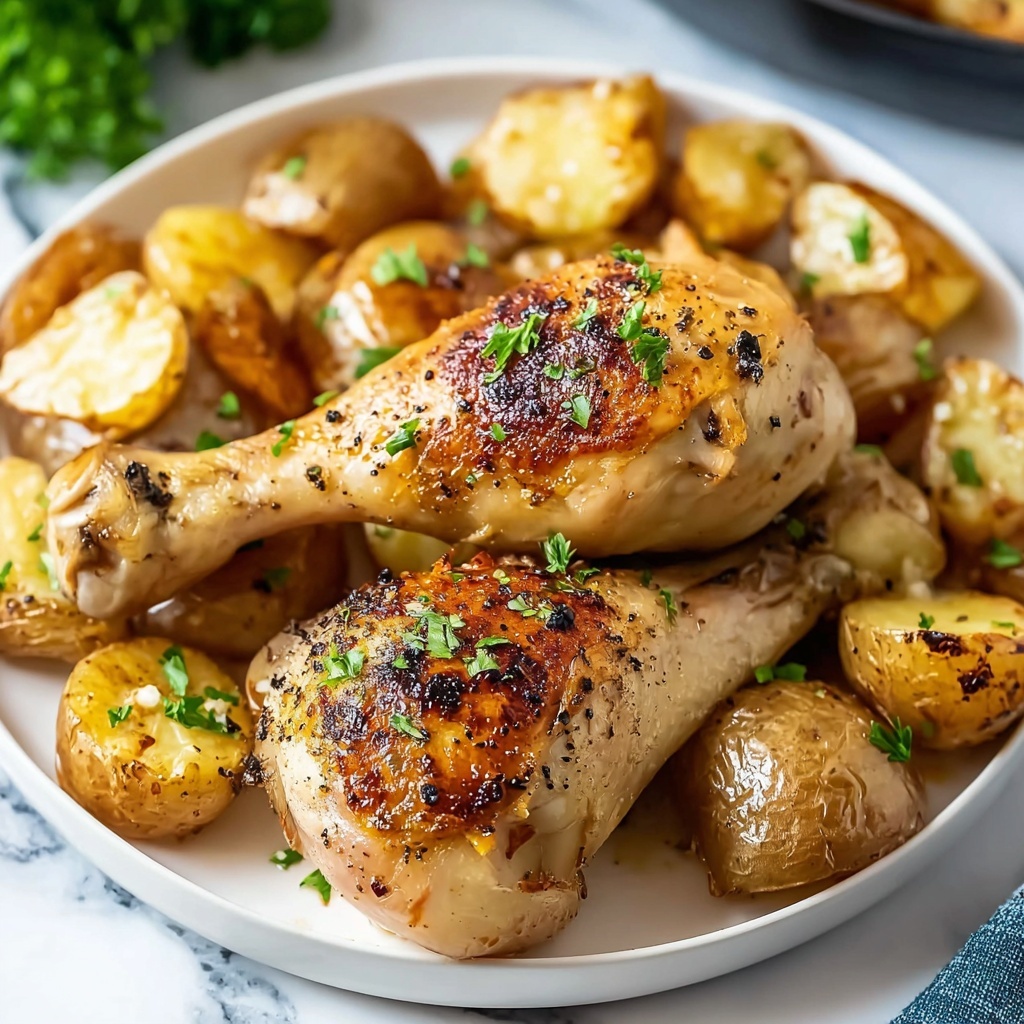 Roasted Chicken and Potatoes with Garlic Sauce Recipe - Recipe Image