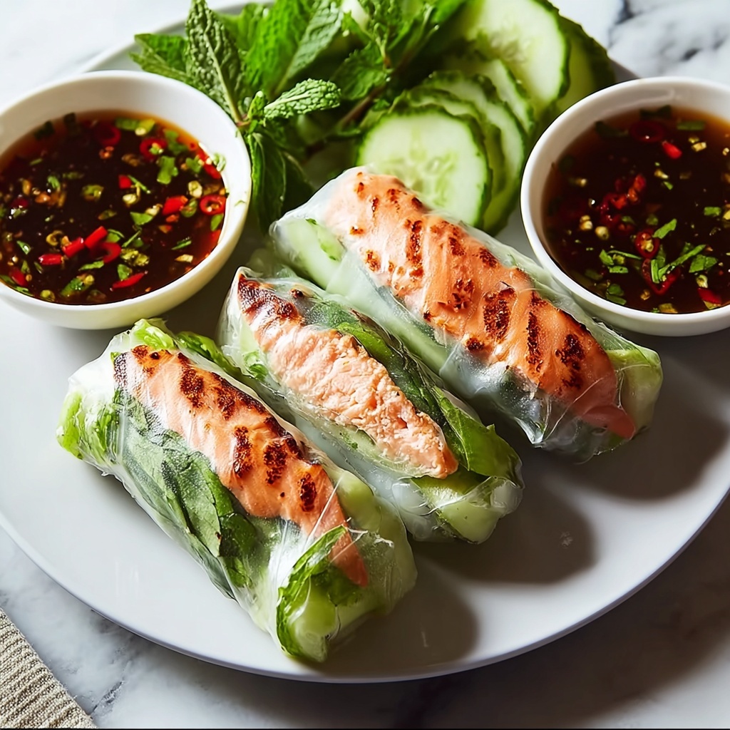 Vietnamese Baked Salmon Spring Rolls Recipe - Recipe Image