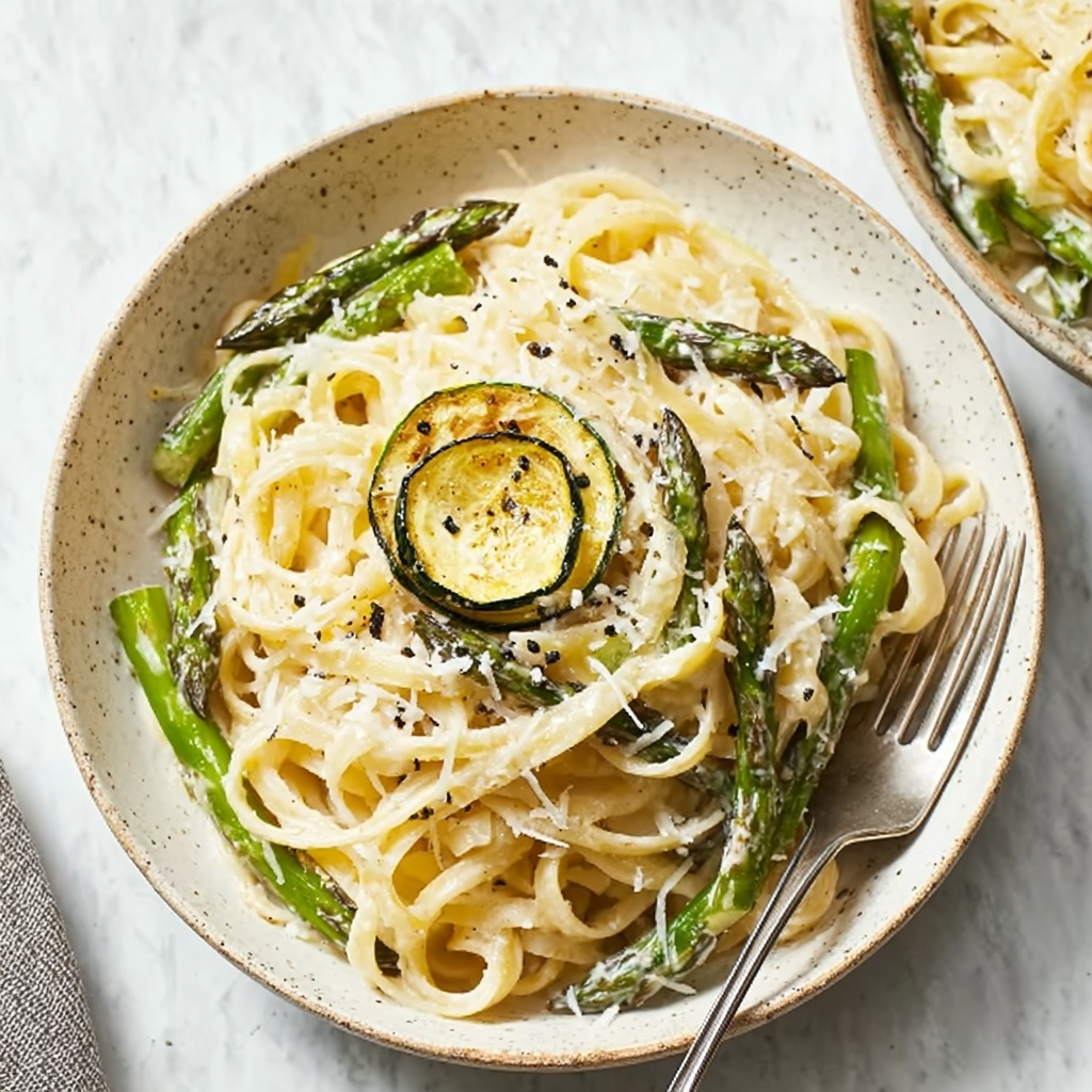 Vegan Lemon Asparagus Pasta That's Creamy and Quick to Make Recipe - Recipe Image