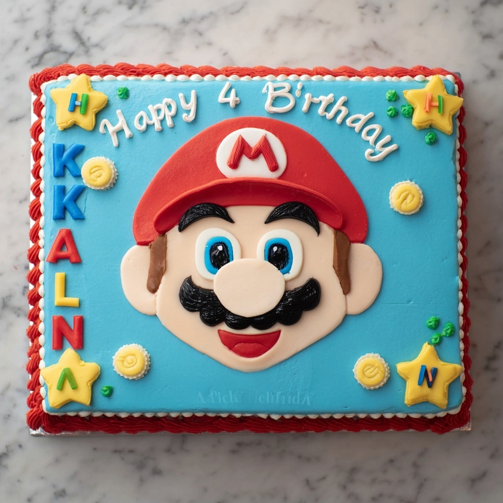 Super Mario Brothers Birthday Cake with Colorful Frosting Recipe - Recipe Image