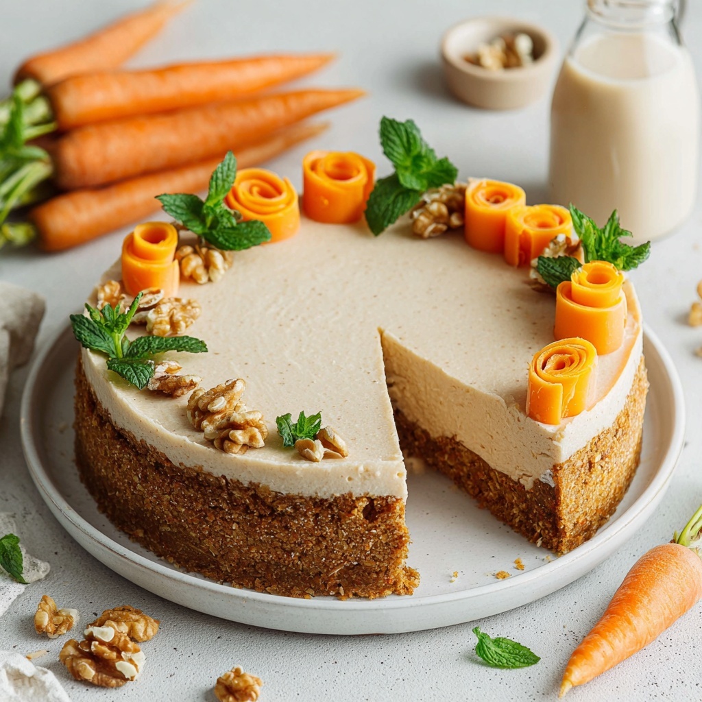 No-Bake Carrot Cake Cheesecake (Vegan & Gluten-Free) Recipe - Recipe Image