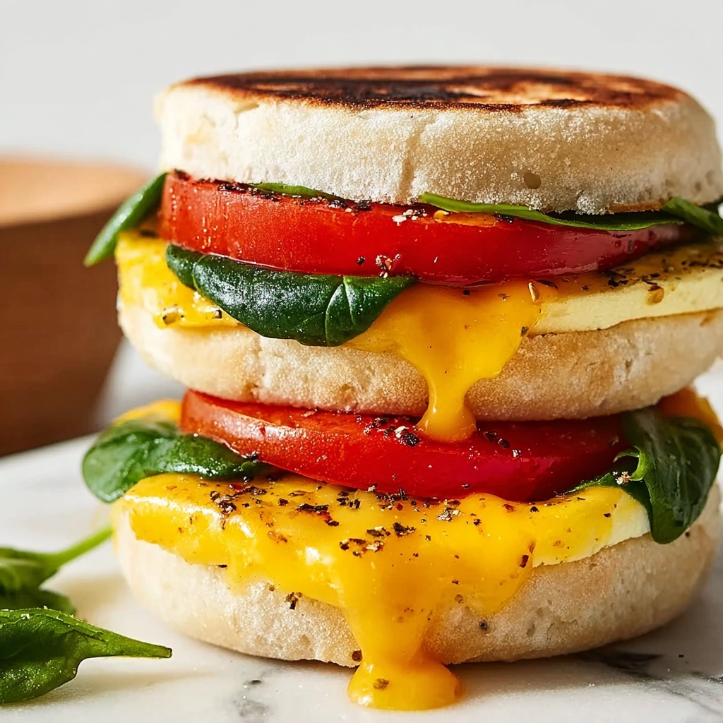 Healthy Spinach and Cheddar Egg Muffin Breakfast Sandwiches Recipe - Recipe Image