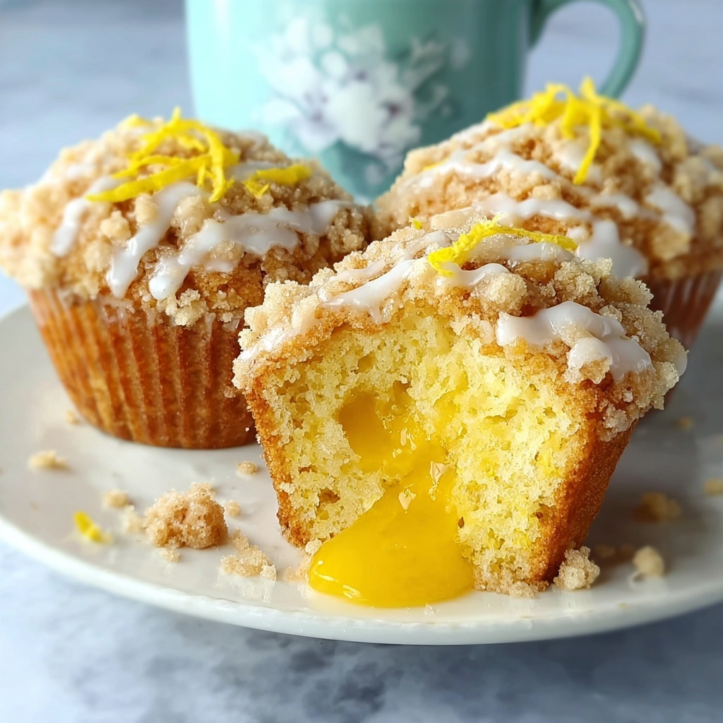 Lemon Curd Muffins with Streusel Topping and Lemon Glaze Recipe - Recipe Image