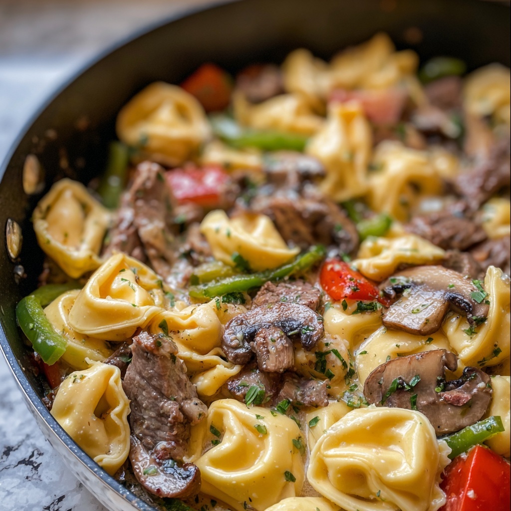 Philly Cheesesteak Tortellini Recipe - Recipe Image