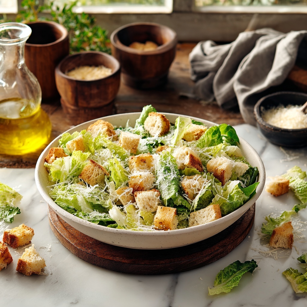 Classic Caesar Salad with Crispy Croutons and Parmesan Recipe - Recipe Image
