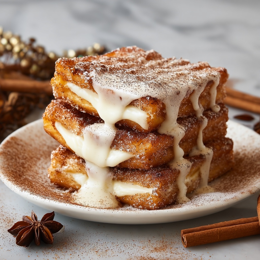 Churro Cinnamon Sugar French Toast with Cream Cheese Icing Recipe - Recipe Image