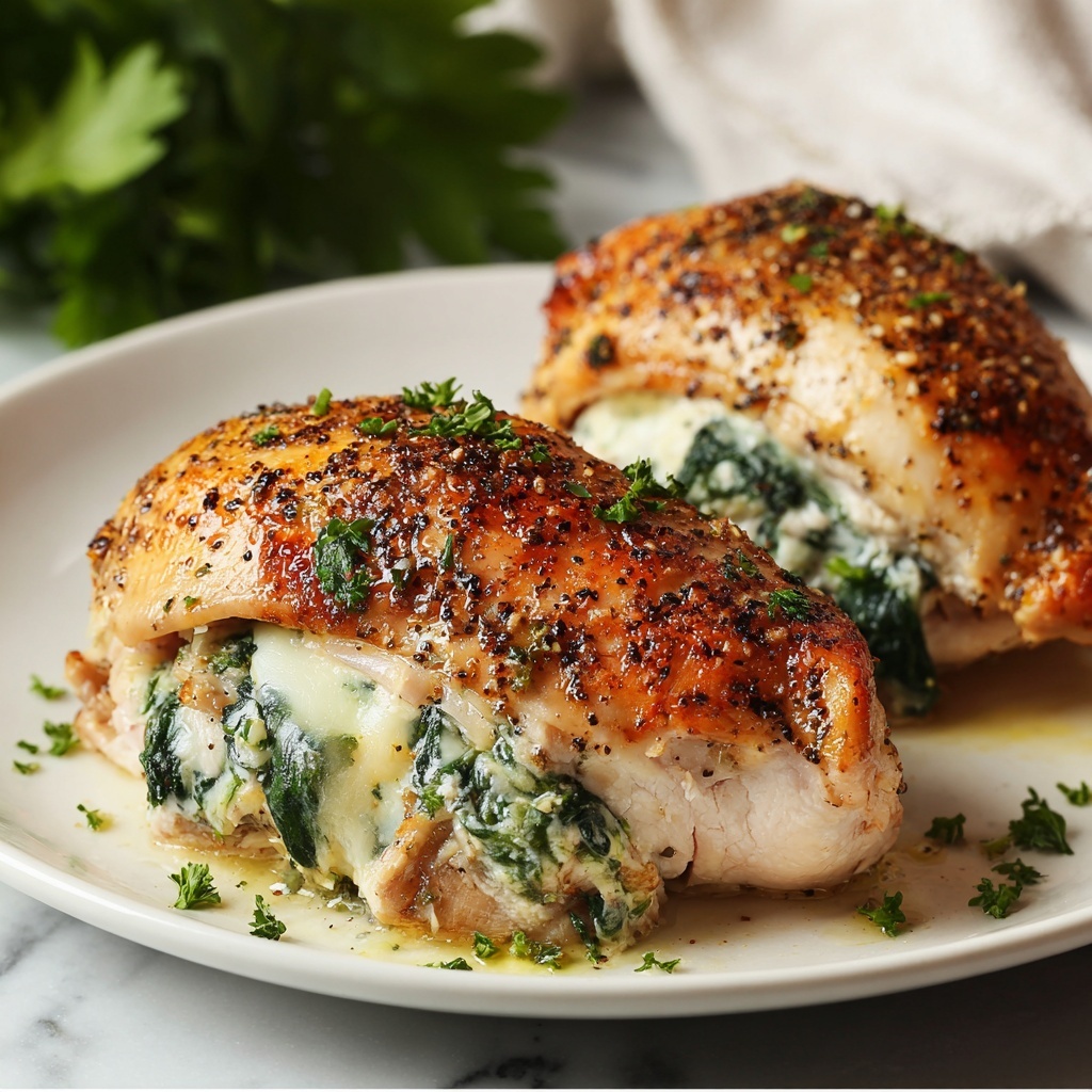 Cheesy Spinach Stuffed Chicken Breasts Recipe - Recipe Image