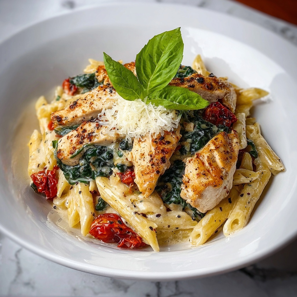 Tomato Spinach Chicken Pasta Recipe - Recipe Image