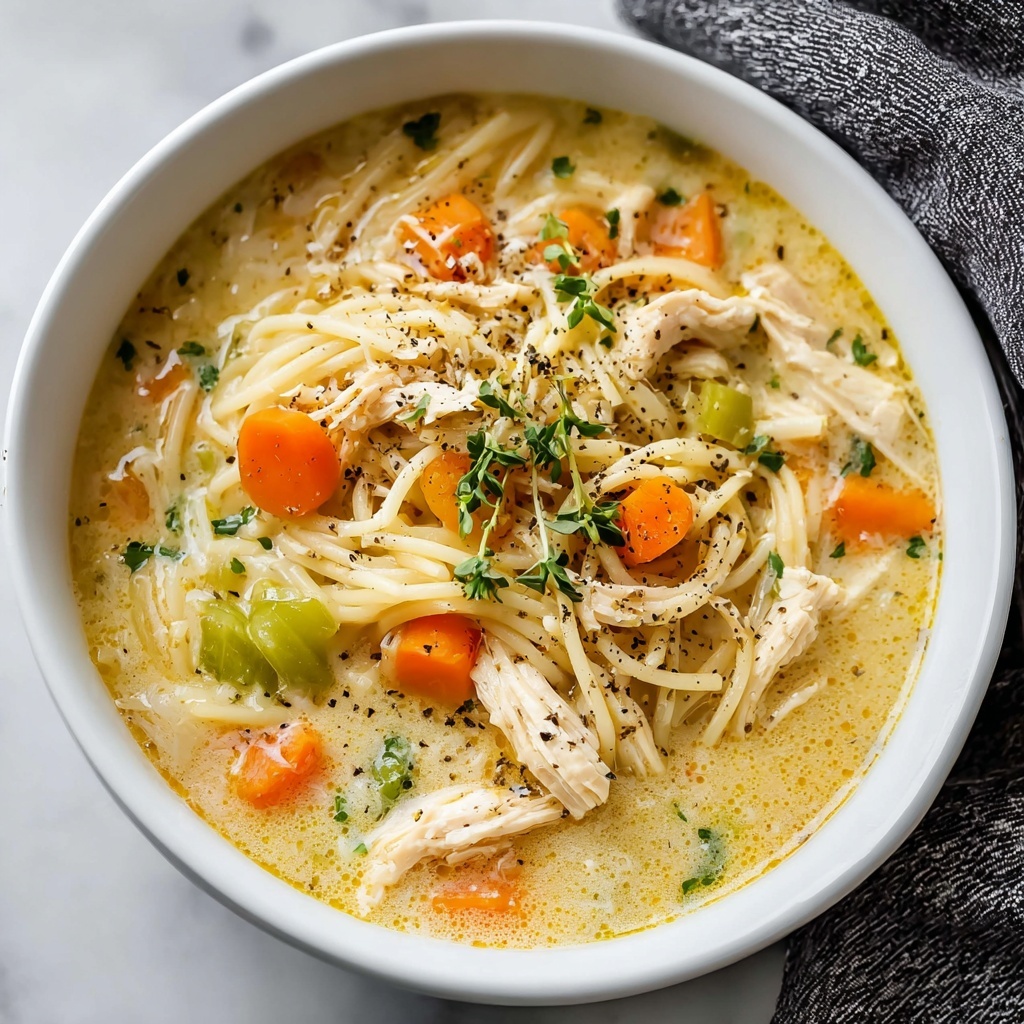 Creamy Lemon Chicken Noodle Soup Recipe - Recipe Image