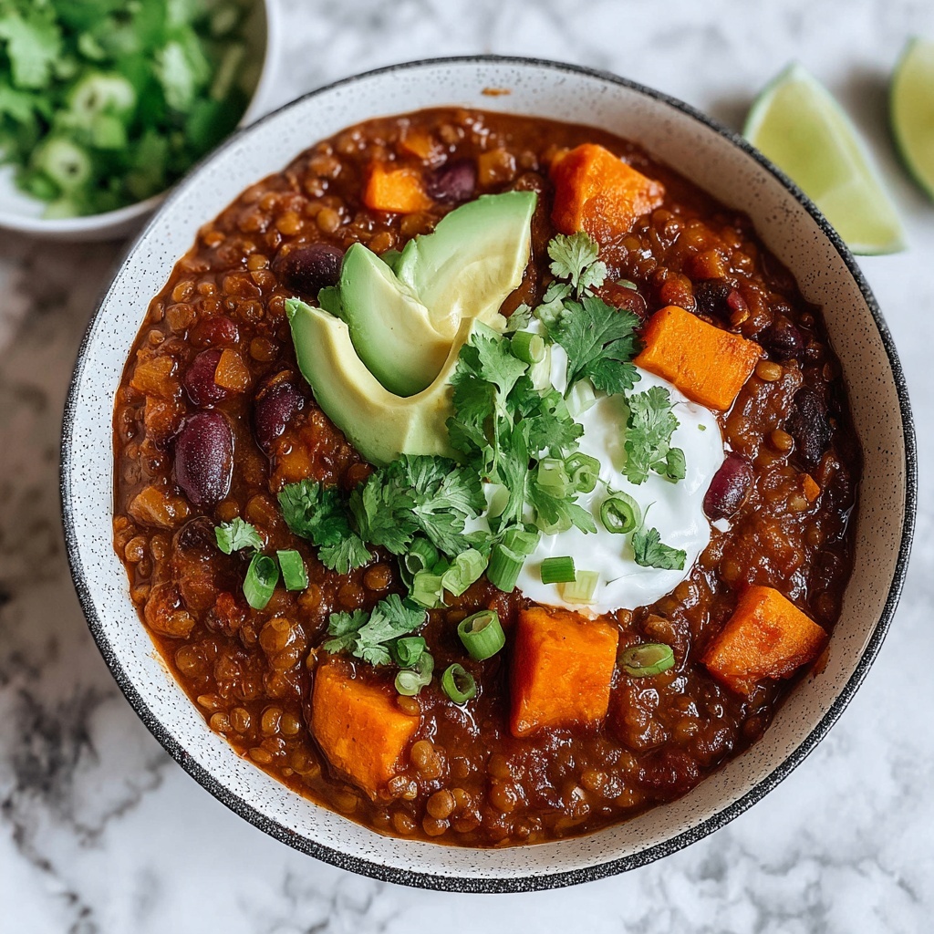 Vegan Sweet Potato Lentil Chili Recipe - Recipe Image