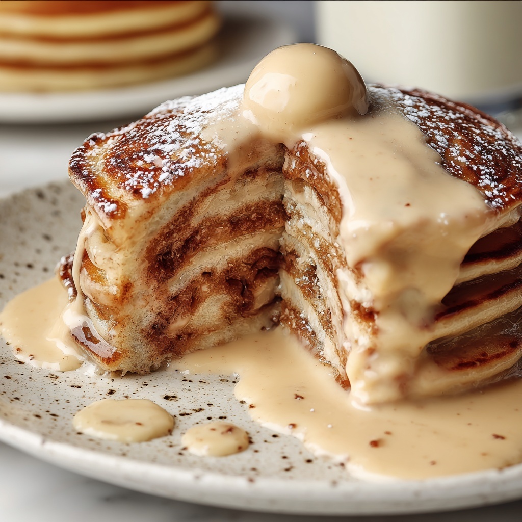 Cinnamon Roll Stuffed Pancakes Recipe - Recipe Image
