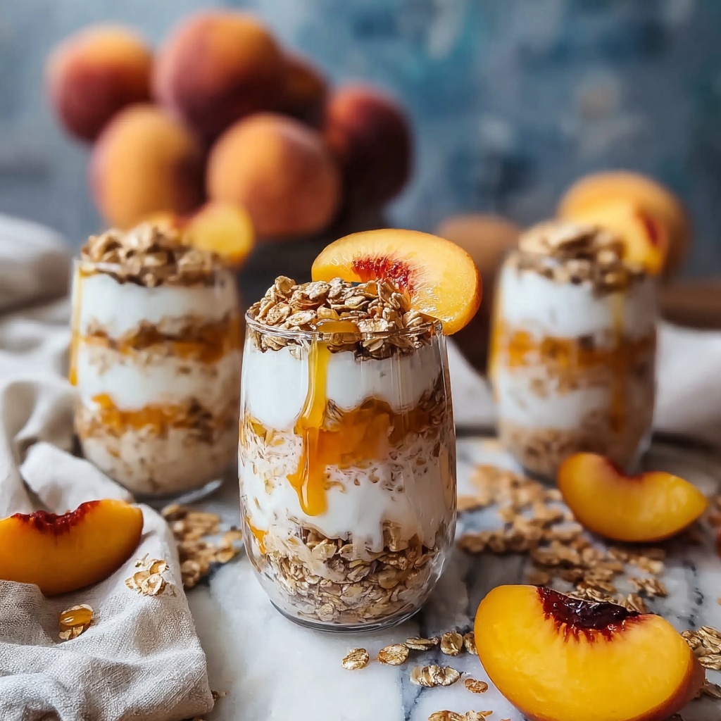 Peach Cobbler Overnight Oats Recipe - Recipe Image