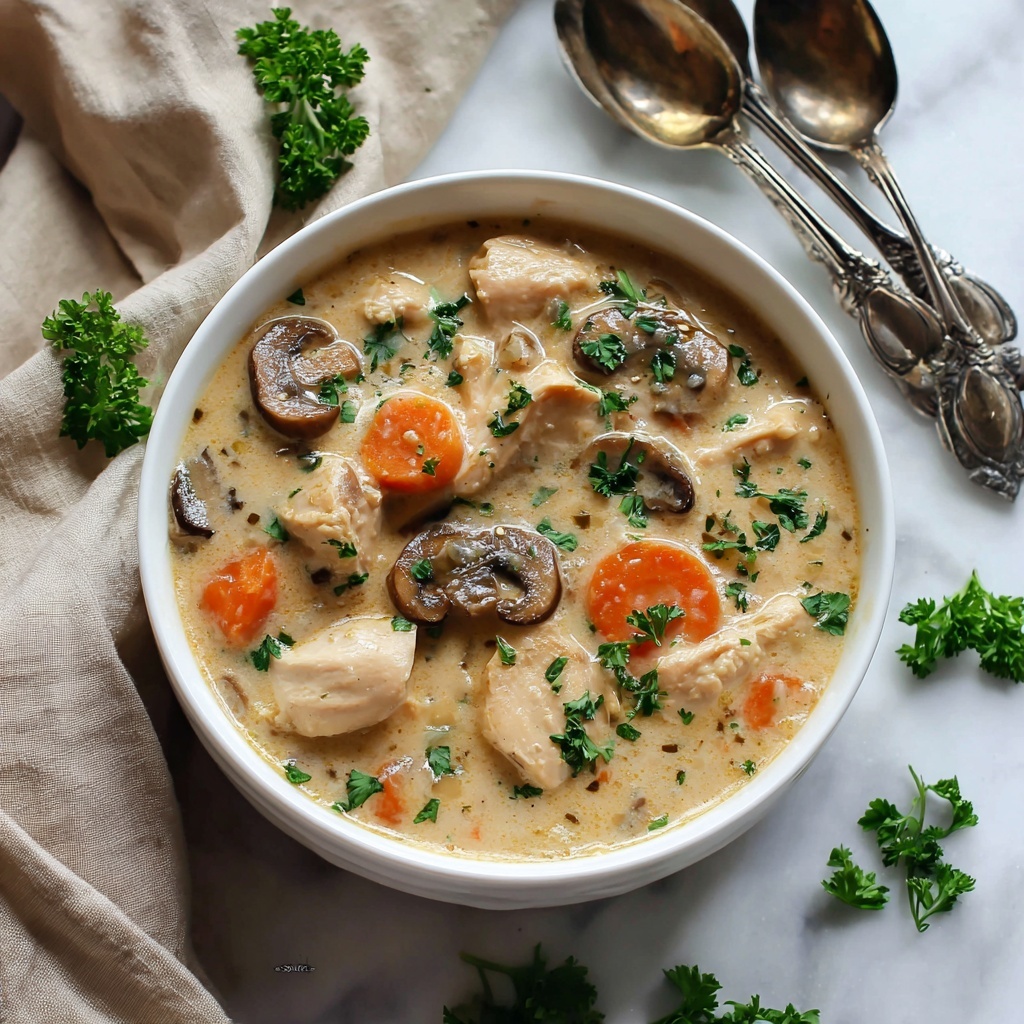 Easy Slow Cooker Chicken and Mushroom Soup Recipe - Recipe Image