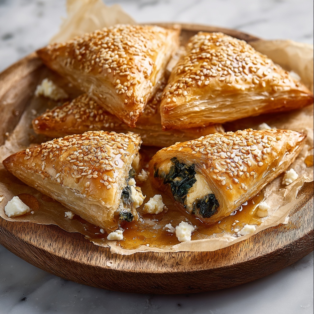 Modern Spinach and Feta Börek Rolls with Honey Drizzle Recipe - Recipe Image