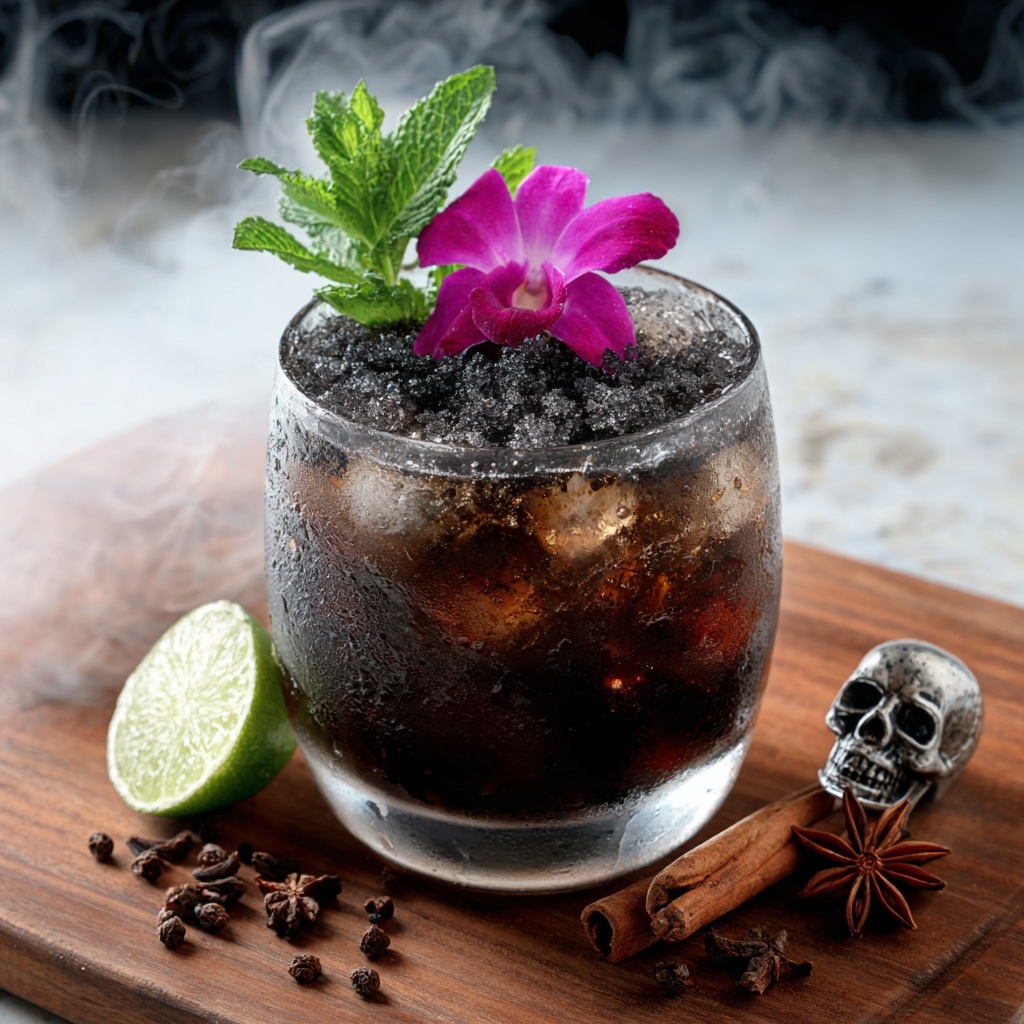 Thai Coconut Charcoal Iced Drink Recipe - Recipe Image