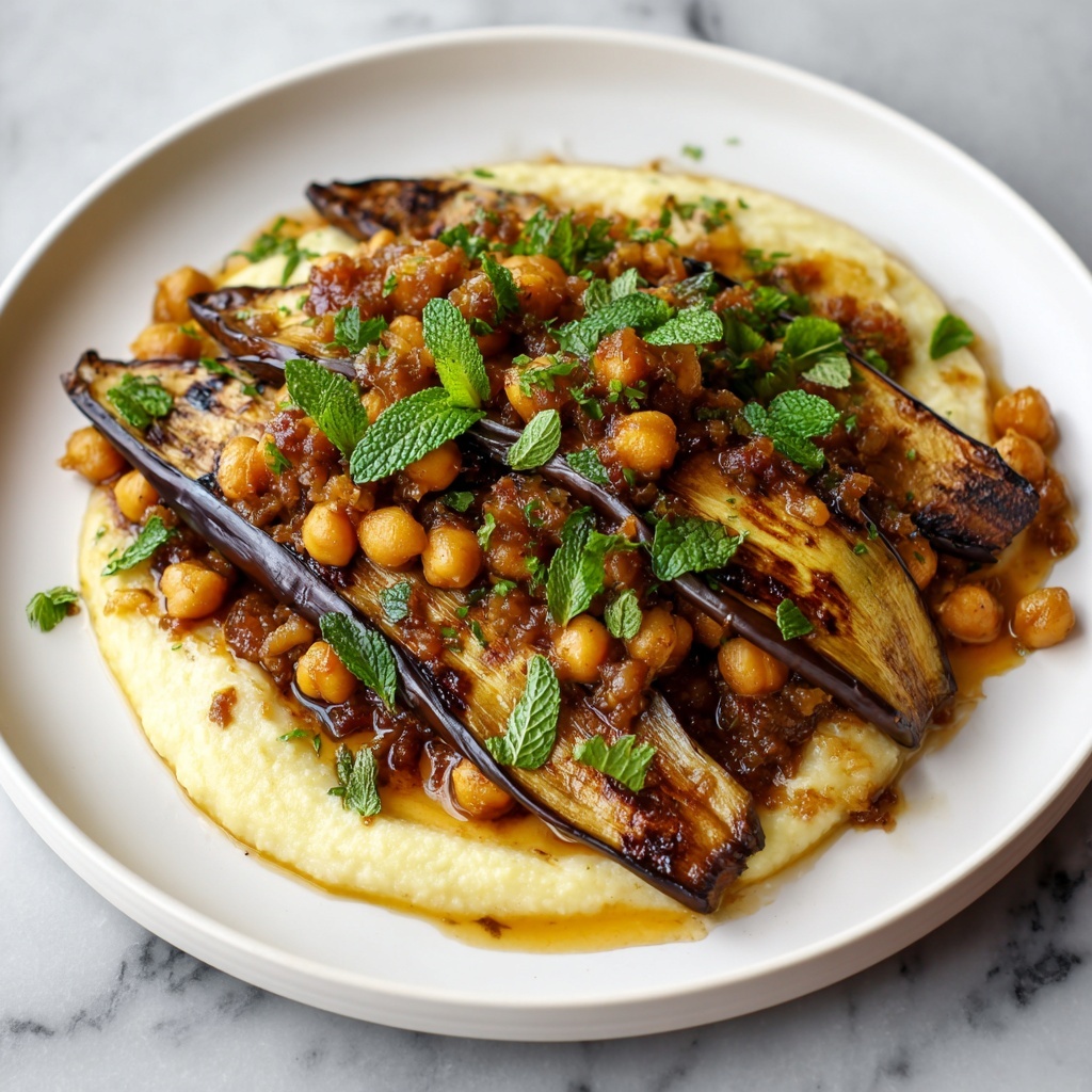 Roasted Eggplant Purée with Crispy Chickpeas Recipe - Recipe Image