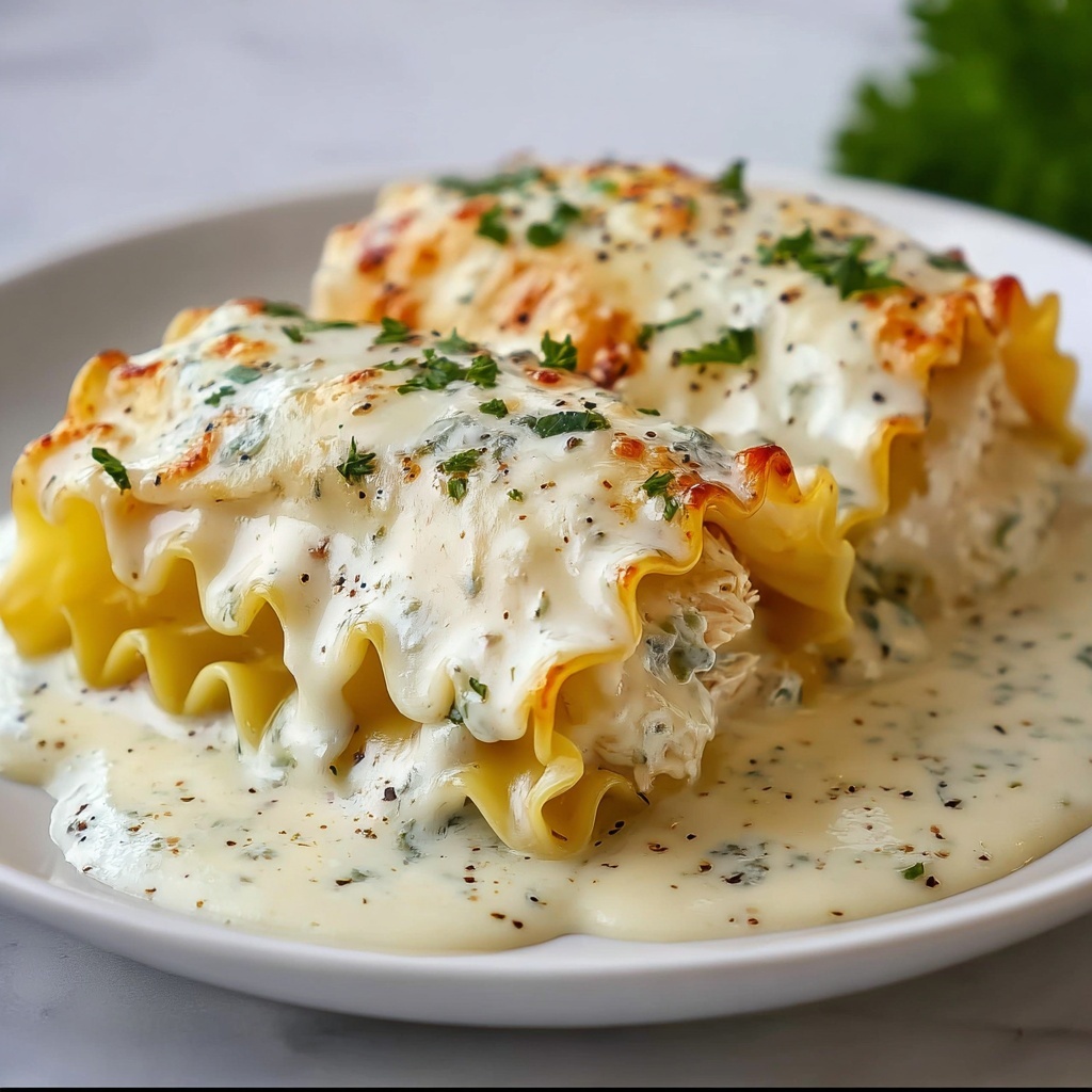 Creamy Chicken Alfredo Lasagna Rolls Recipe - Recipe Image