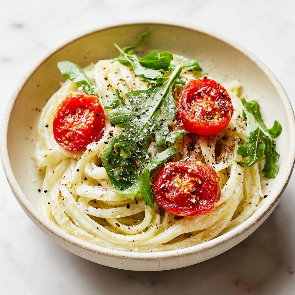 Creamy Avocado Pasta with Cherry Tomatoes and Arugula Recipe - Recipe Image