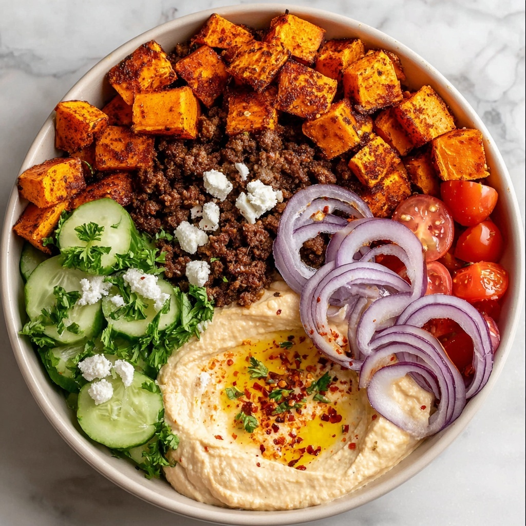Ground Beef Bowls with Roasted Sweet Potatoes and Fresh Toppings Recipe - Recipe Image