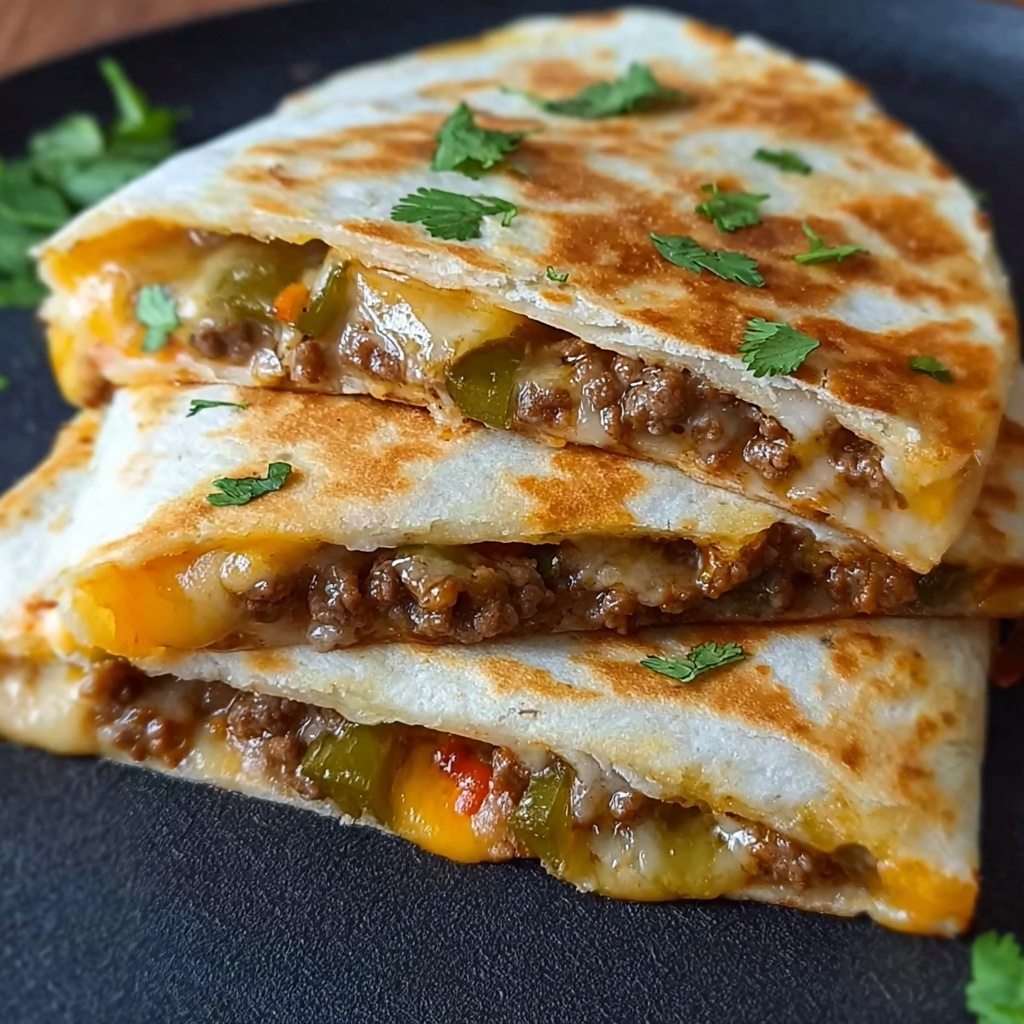 Cheesy Ground Beef Quesadillas Recipe - Recipe Image