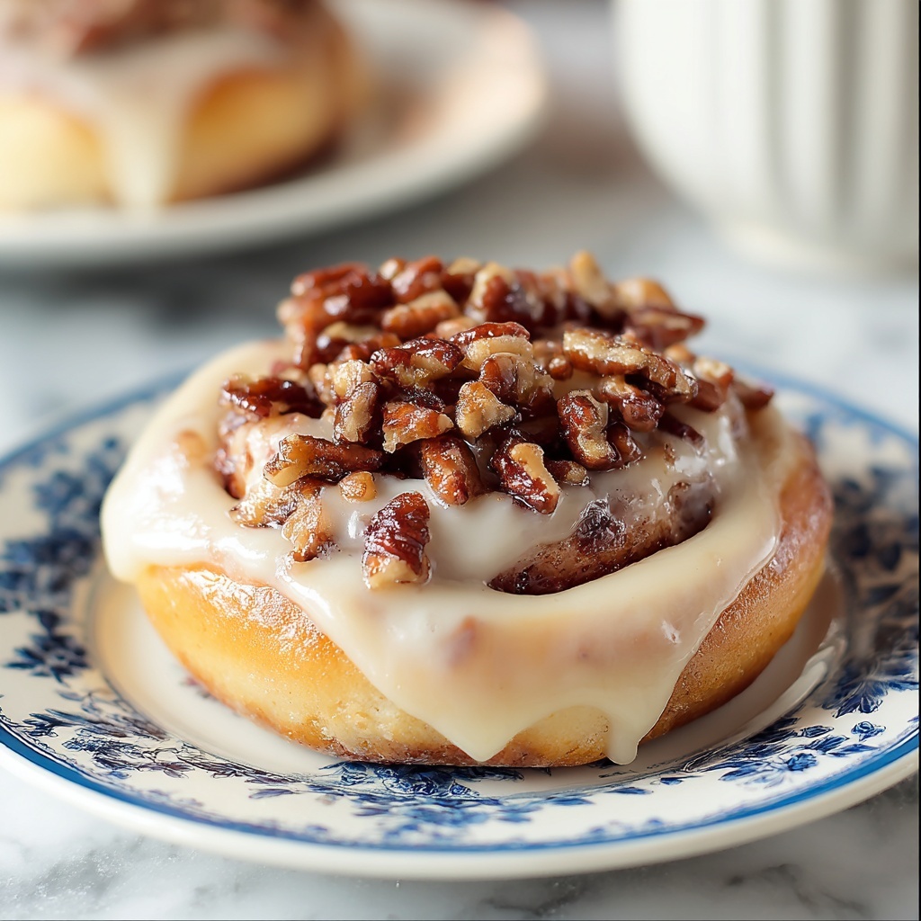 The Best Browned Butter Frosted Pecan Cinnamon Rolls Recipe - Recipe Image