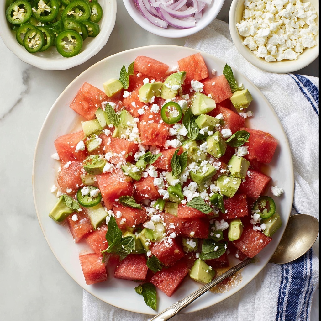 Watermelon Salad with Feta, Cucumber, and Fresh Herbs Recipe - Recipe Image